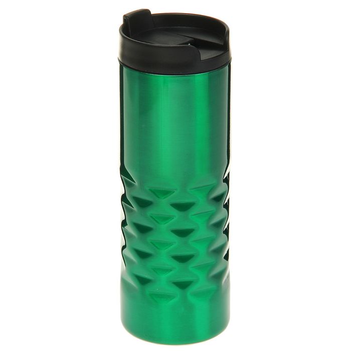 Термокружка "Малага" без ручки, 450 мл, ромбы внизу, внутри металл, зелёная, 7х20 см 