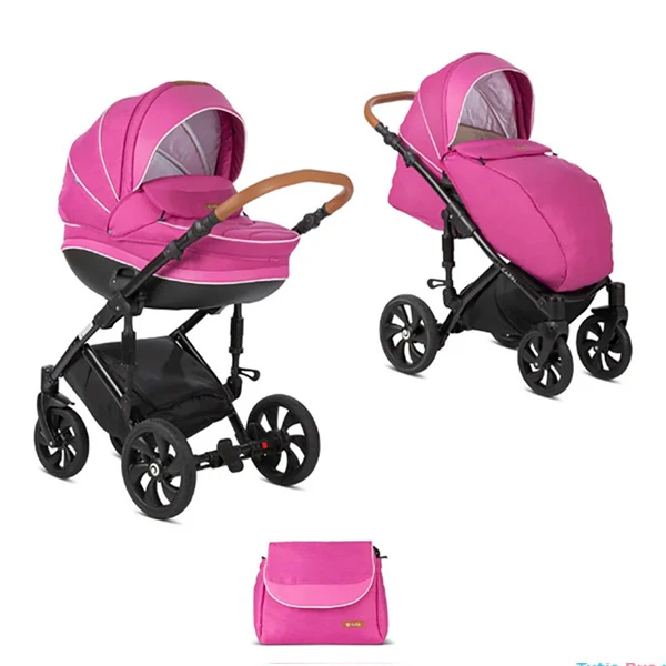 Коляска 3в1 Tutis Cappi Фуксия-кожа Фуксия/Черная рама - фото 5