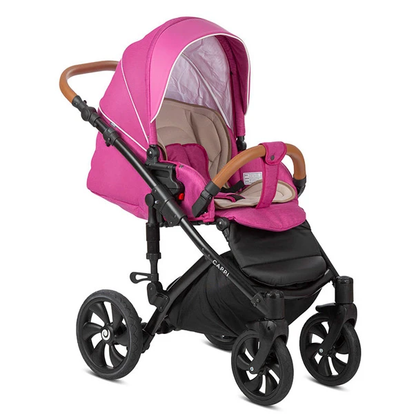 Коляска 3в1 Tutis Cappi Фуксия-кожа Фуксия/Черная рама