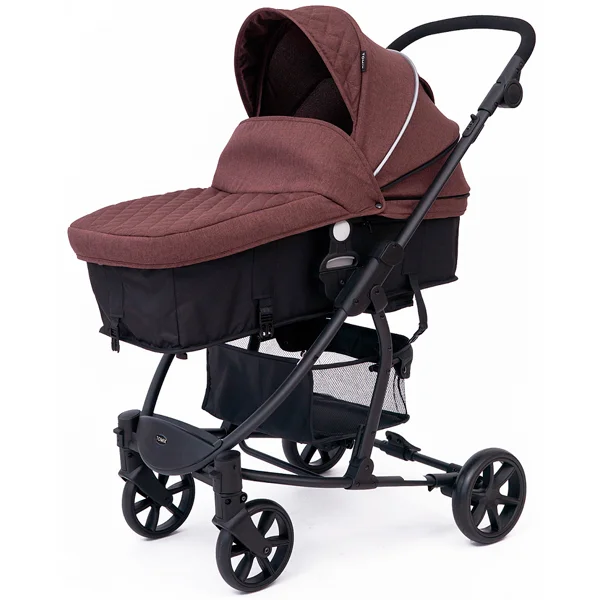 Детская коляска 2-в-1 с автокреслом TOMIX Bloom HP-710 Dark brown+Black