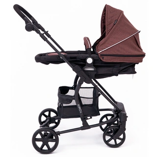 Детская коляска 2-в-1 с автокреслом TOMIX Bloom HP-710 Dark brown+Black