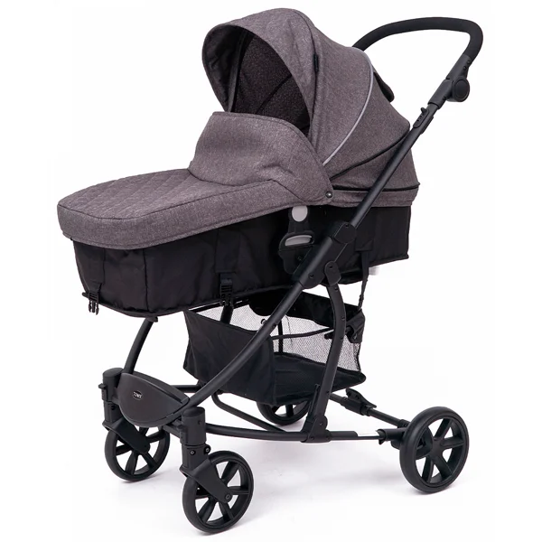 Детская коляска 2-в-1 с автокреслом TOMIX Bloom HP-710 Dark Grey+Black - фото 2