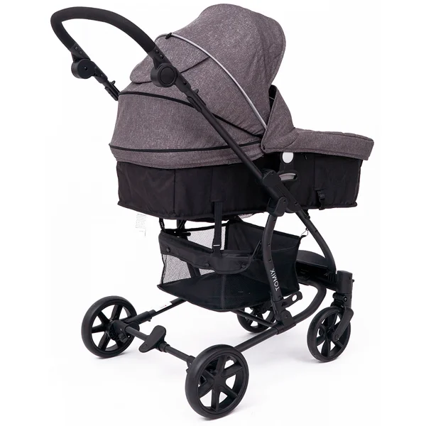 Детская коляска 2-в-1 с автокреслом TOMIX Bloom HP-710 Dark Grey+Black - фото 4