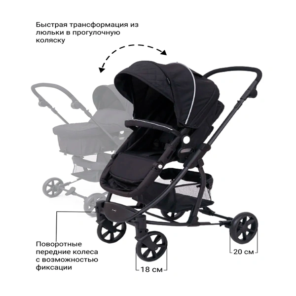 Детская коляска-трансформер Tomix Sandy HP-707 Black - фото 14