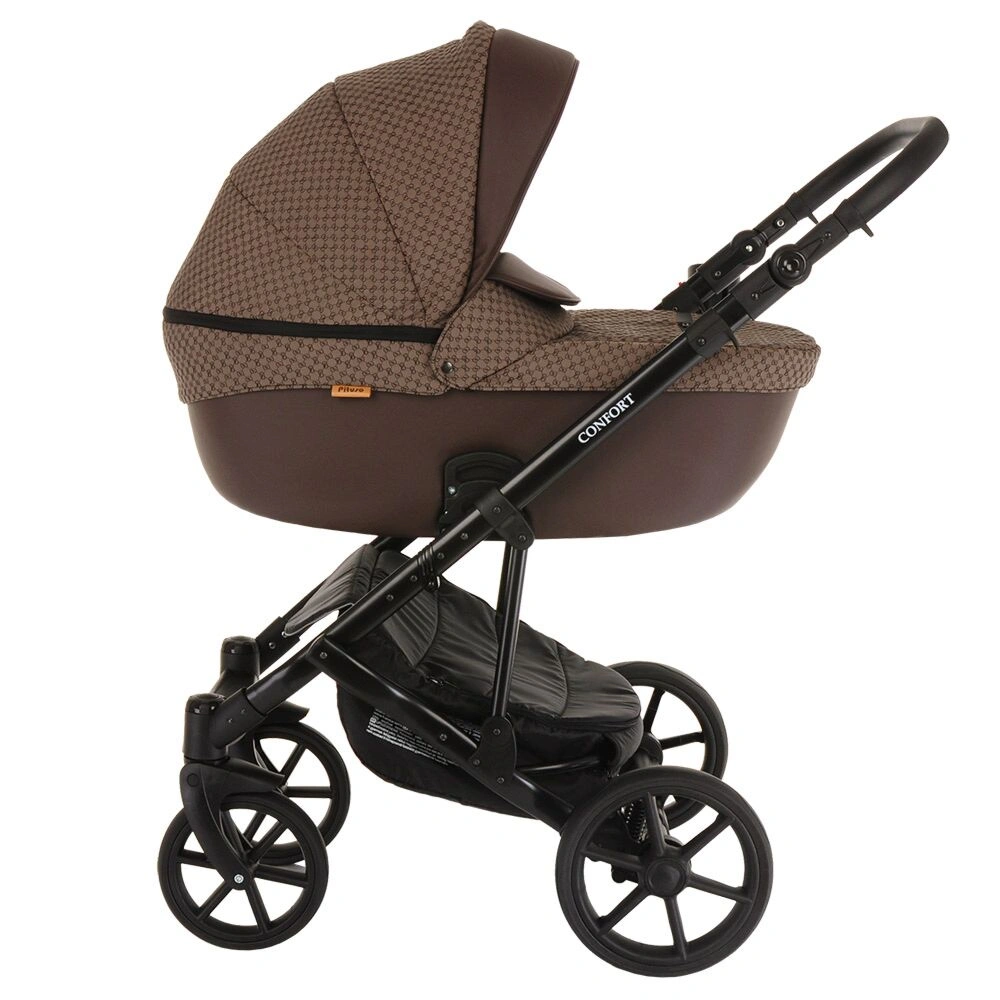 Детская коляска 2-в-1 Pituso Confort (короб+прогулочный блок) Plus Коричневая - фото 3