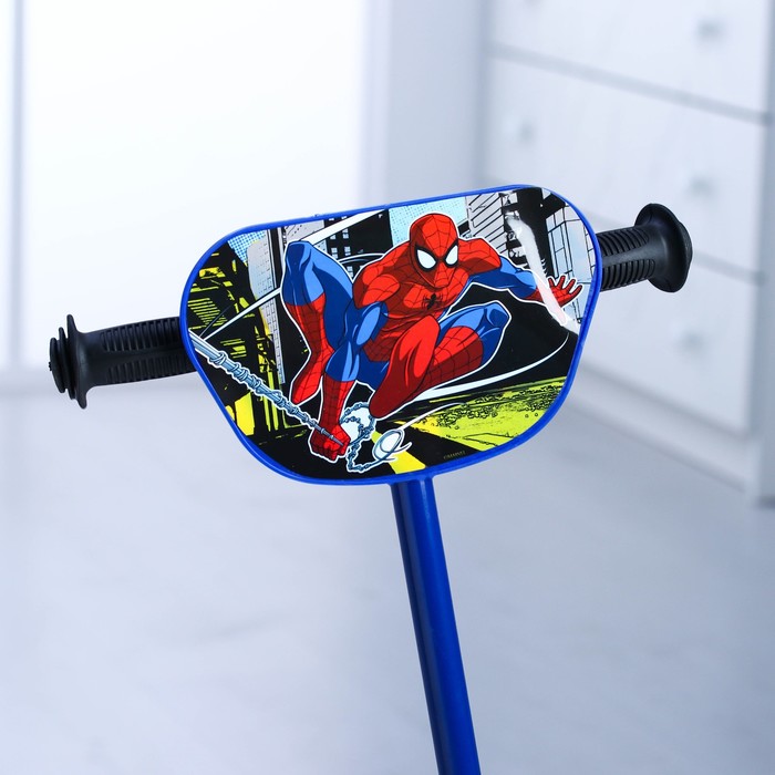 Самокат детский "Человек-паук" 2017 музыка, свет, три колеса PVC d=130/110 мм 