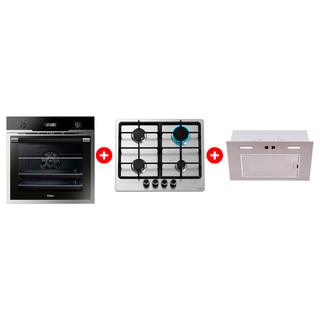 Комплект Вытяжка Haier HVX-BI662X + Встраиваемый духовой шкаф Haier HOD-PM08VGBX + Газовая варочная поверхность Haier HHX-M64CNX 