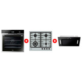 Жиынтық Haier ауа сорғышы HVX-BI652GB + Haier кіріктірілген тұмшапеш HOD-PM08VGBX + Haier газ пісіру беті HHX-M64CWFX 