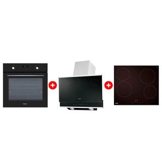 Комплект Вытяжка Haier HVX-W672GBX + Стеклокерамическая варочная поверхность Haier HHY-C64NVTB + Встраиваемый духовой шкаф Haier HOX-P06HGB 