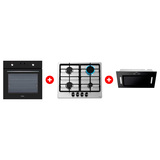 Жиынтық Haier ауа сорғышы HVX-BI652GB + Haier кіріктірілген тұмшапеш HOX-P06HGB + Haier газ пісіру беті HHX-M64CNX 