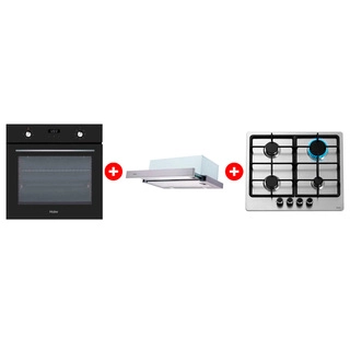 Комплект Вытяжка Haier HVX-T671X + Встраиваемый духовой шкаф Haier HOX-P06HGB + Газовая варочная поверхность Haier HHX-M64CNX 