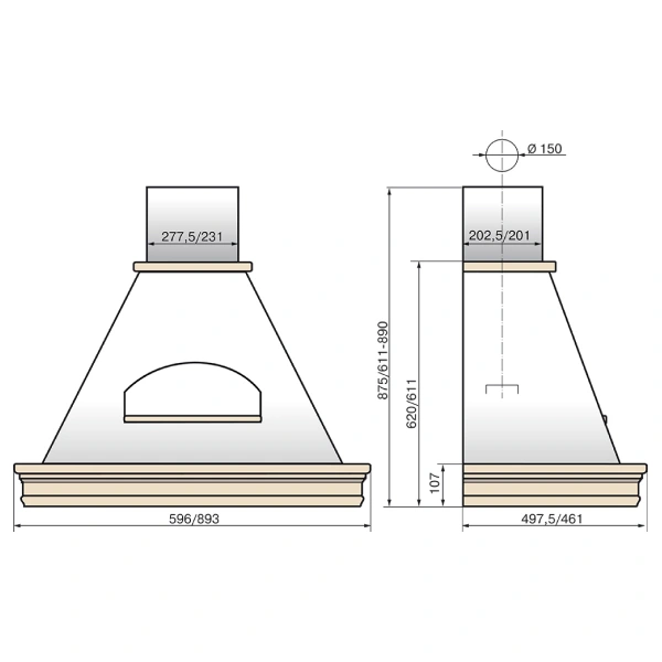 Вытяжка Elikor Бельведер Валенсия 90П Бежевый / Дуб неокрашенный - фото 2