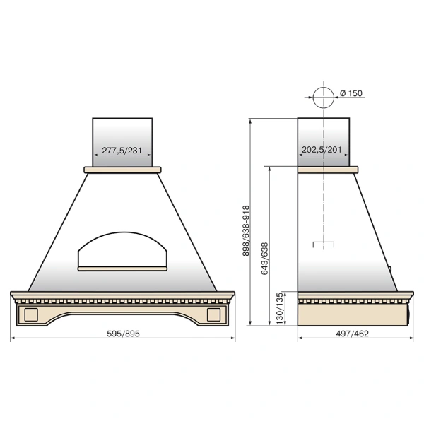 Вытяжка Elikor Бельведер Флореале 90П Бежевый / Дуб неокрашенный - фото 2