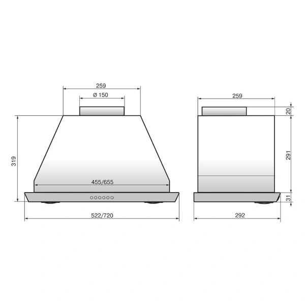 Вытяжка Elikor Врезной блок BOX 52П-700 Белый - фото 2
