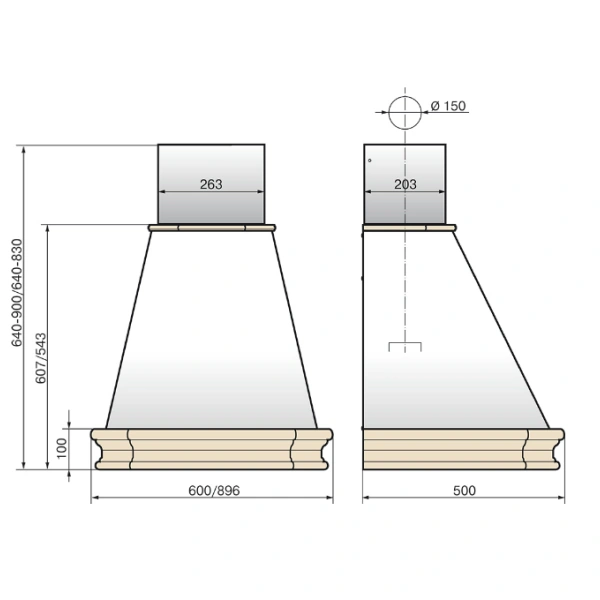 Вытяжка Elikor Пергола 90П-650-ПЗЛ Бежевый / Дуб неокрашенный - фото 2