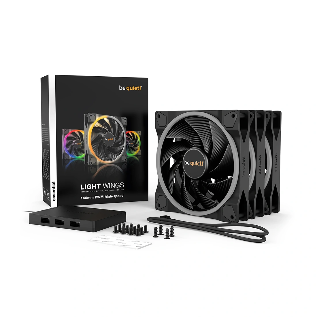 Вентилятор для компьютерного корпуса Bequiet! Light Wings 140mm PWM high-speed ARGB Triple-Pack BL079 - фото 4