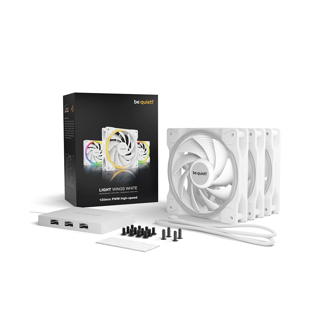 Вентилятор для компьютерного корпуса Bequiet! Light Wings 120mm PWM Triple Pack White 