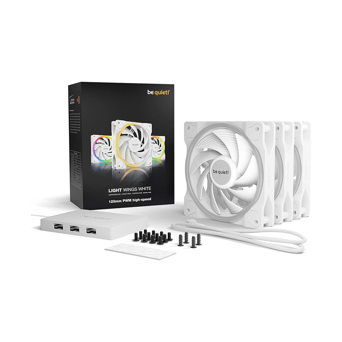 Вентилятор для компьютерного корпуса Bequiet! Light Wings 120mm PWM high-speed Triple-Pack White 