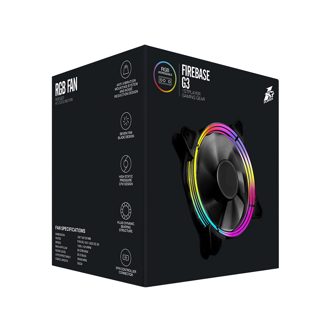 Комплект кулеров для компьютерного корпуса 1STPLAYER FIREBASE G-3 COMBO 3в1 