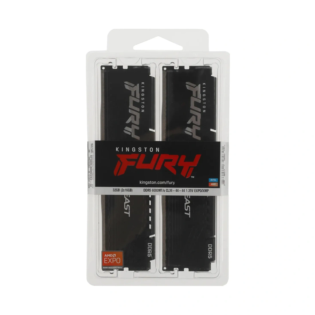 Комплект модулей памяти Kingston FURY Beast Black KF560C36BBE2K2-32 DDR5 32GB (Kit 2x16GB) 6000MHz KF560C36BBE2K2-32 - фото 6
