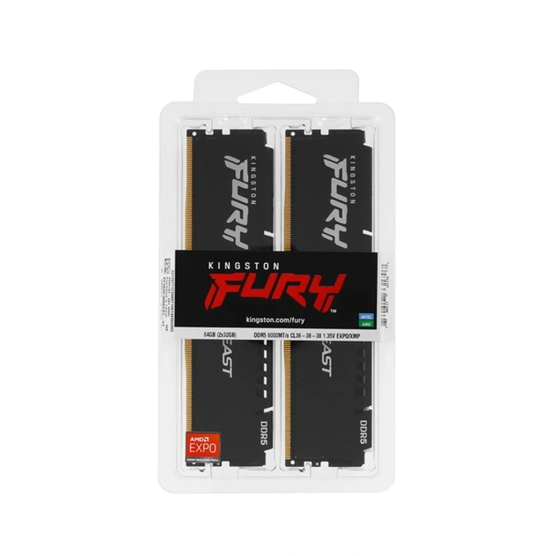Комплект модулей памяти Kingston FURY Beast KF560C36BBEK2-64 DDR5 64GB (Kit 2x32GB) 6000MHz KF560C36BBEK2-64 - фото 4