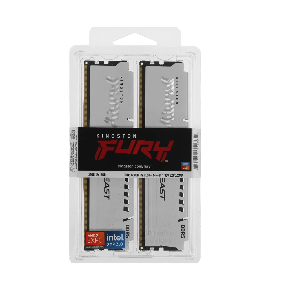 Комплект модулей памяти Kingston FURY Beast KF560C36BWE2K2-32 DDR5 32GB (Kit 2x16GB) 6000MHz KF560C36BWE2K2-32 - фото 6