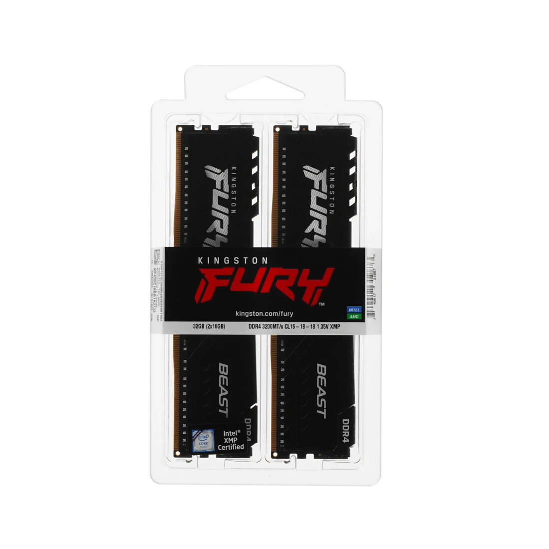 Комплект модулей памяти Kingston FURY Beast KF432C16BB1K2/32WP DDR4 32GB (Kit 2x16GB) 3200MHz Чёрный  - фото 2