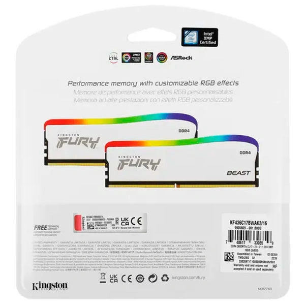 Оперативная память Kingston FURY Beast RGB KF436C17BWAK2/16 DDR4 16GB (Kit 2x8GB) 3600MHz - фото 3