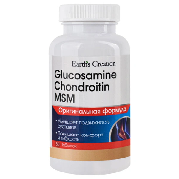 Биологически активная добавка Earth's Creation Глюкозамин Хондроитин МСМ №30