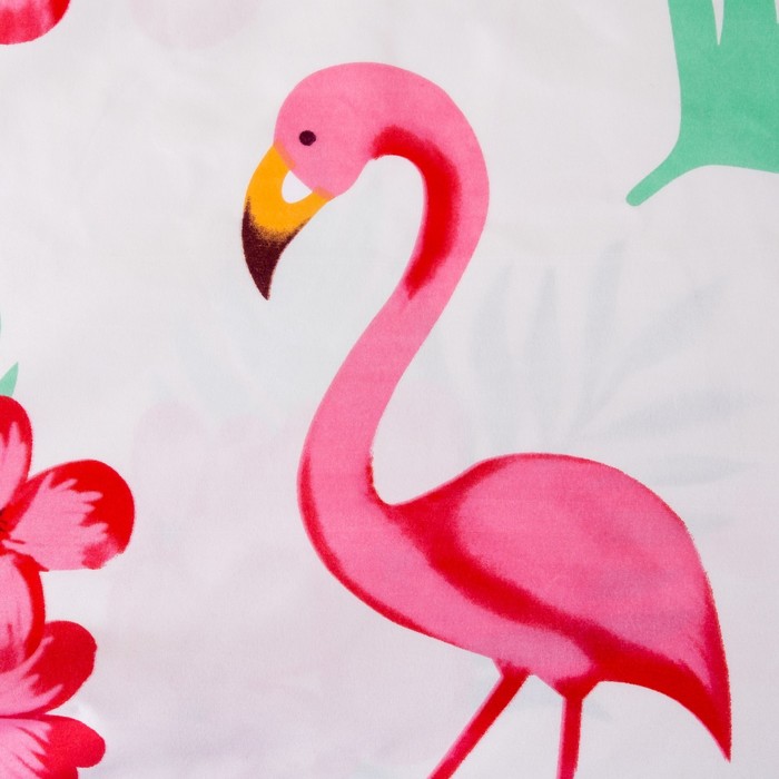 Постельное бельё «Экономь и Я» Фламинго 2 сп. 175×215 см, 200×220 см, 50×70 см - 2 шт, микрофайбер, 75 г/м² 