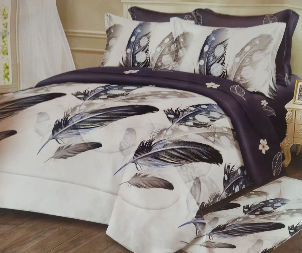 Комплект постельного белья Moontex Перья семейный 