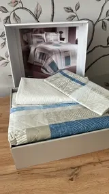 Комплект постельного белья Kristal Atlas Mavi с одеялом двуспальный 