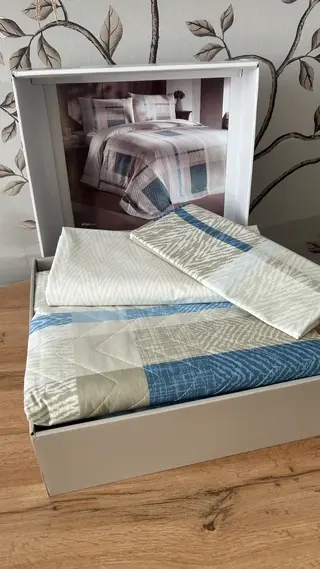 Комплект постельного белья Kristal Atlas Mavi с одеялом двуспальный 