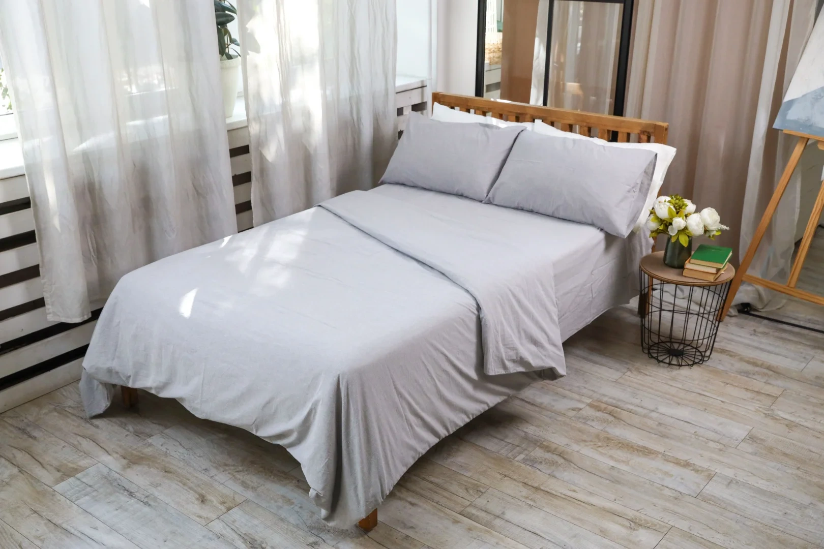 Комплект постельного белья Soft Care светло-серый двуспальный  - фото 2