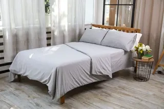 Комплект постельного белья Soft Care светло-серый двуспальный  - фото 3