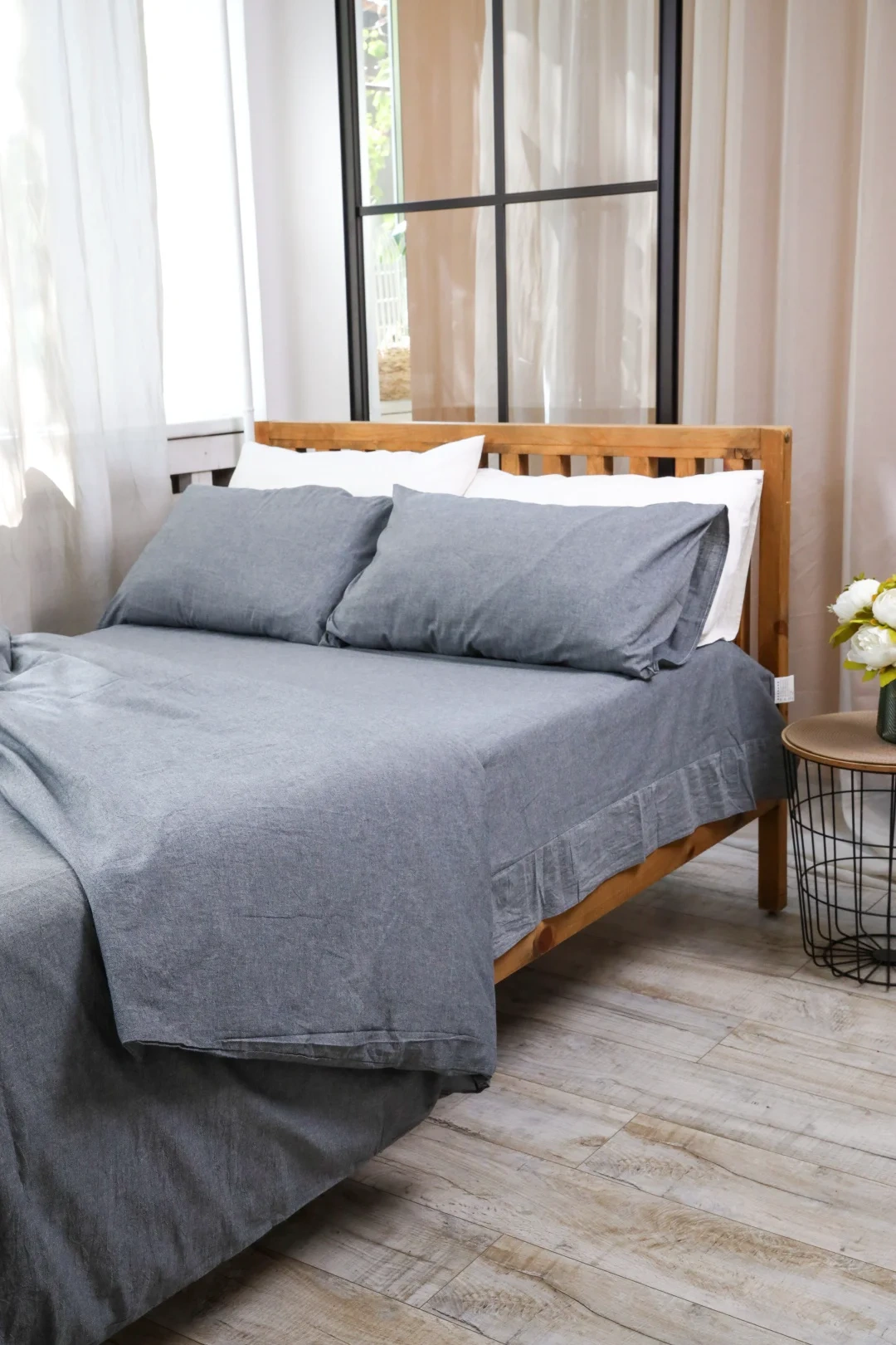 Комплект постельного белья Soft Care темно-серый двуспальный  - фото 2