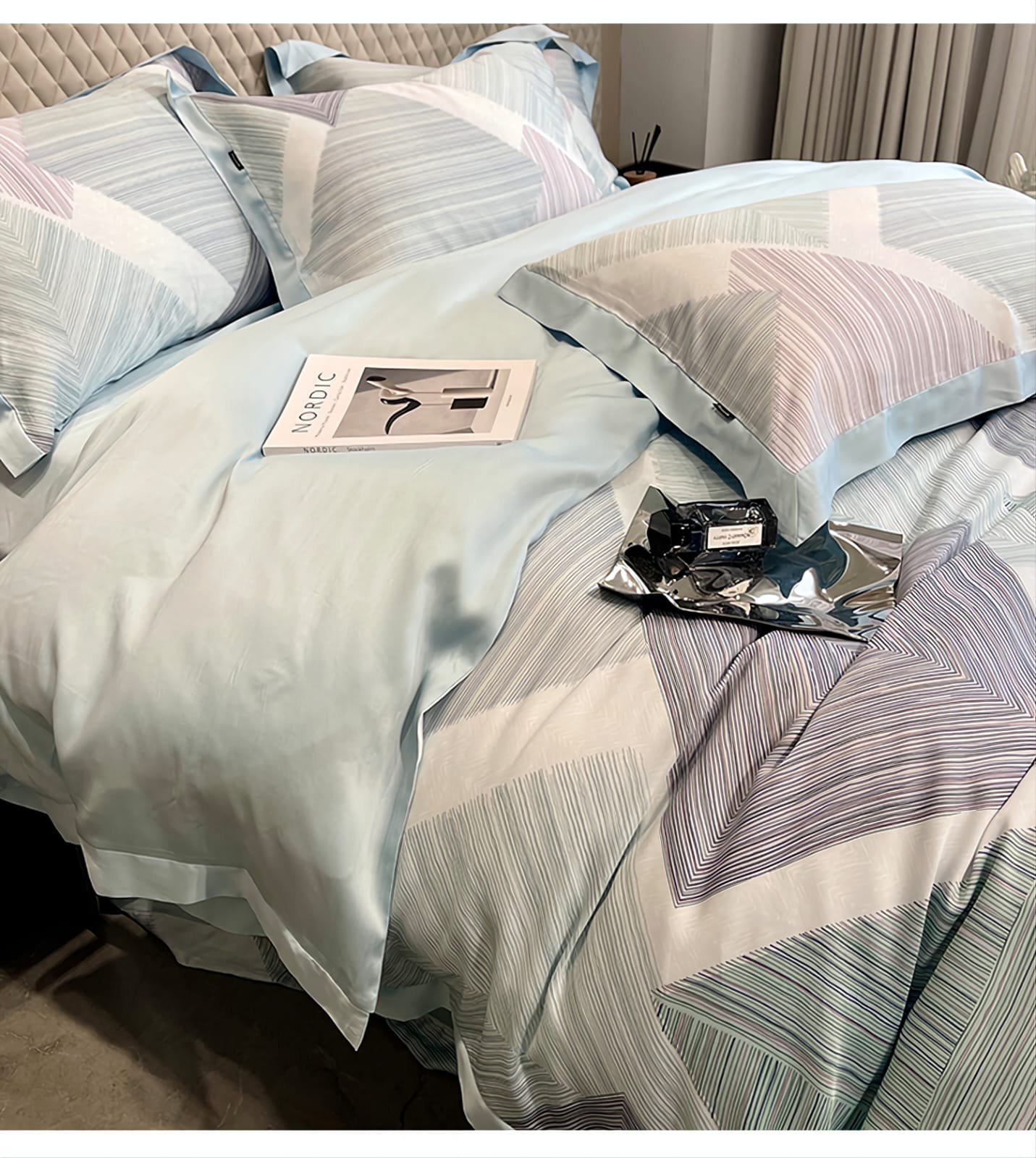 Комплект постельного белья Apollo Bedding Tencel blue Abstractions  Комплект постельного белья Apollo Bedding Tencel blue Abstractions