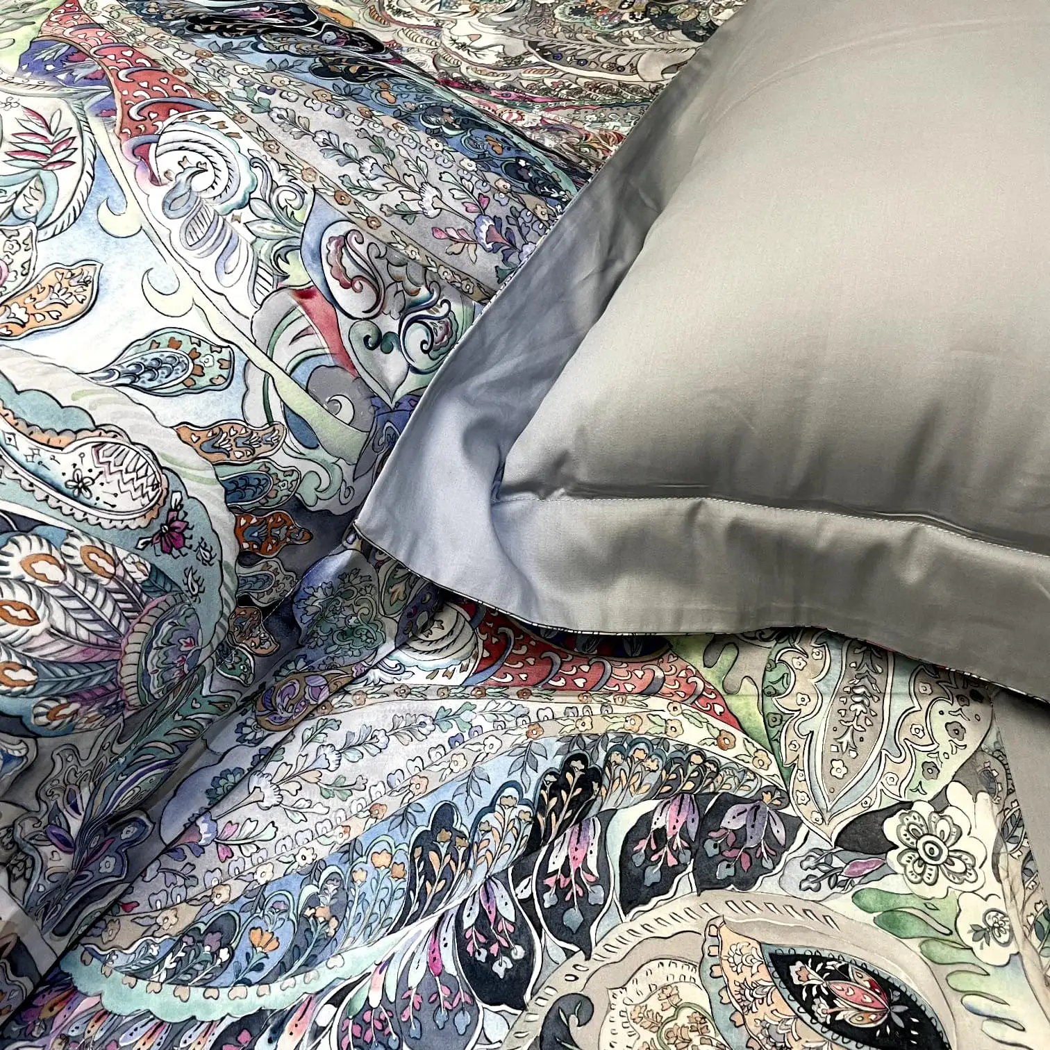 Комплект постельного белья Apollo Bedding Sweet Home Textile Grey-Blue семейный 