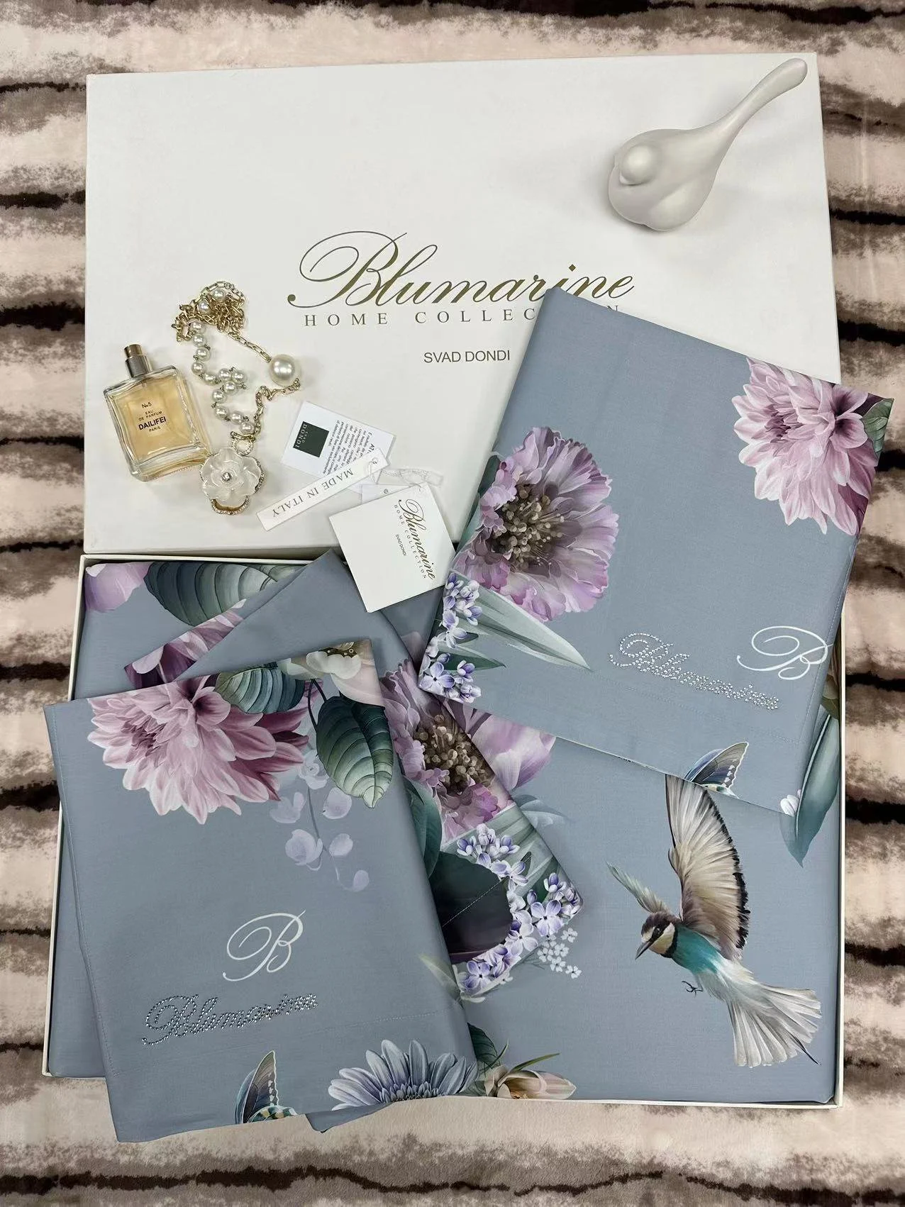 Комплект постельного белья Apollo Bedding Sweet Home Textile Beddings Flowers 1,5 СП голубой 