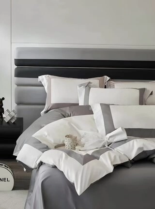 Комплект постельного белья Apollo Bedding White Grey двуспальный 