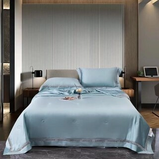 Набор постельного белья с одеялом Apollo Bedding Tencel Blumarine Blue 