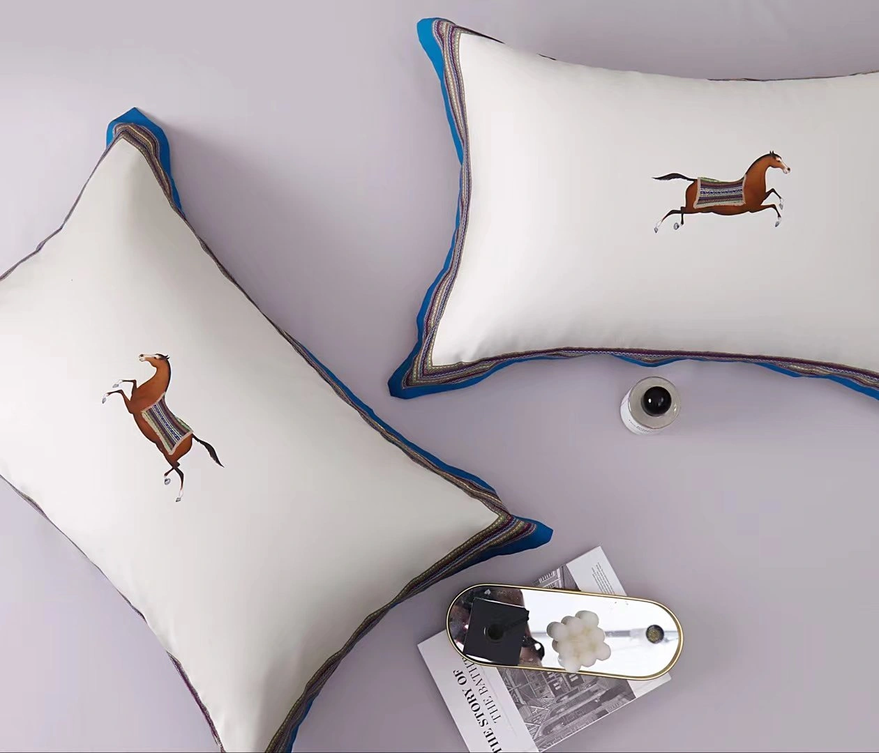 Комплект постельного белья Sweet Home Textile Hermes White Blue Horses 