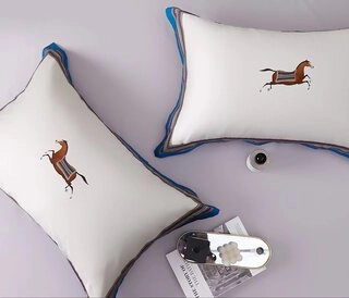 Комплект постельного белья Sweet Home Textile Hermes White Blue Horses 
