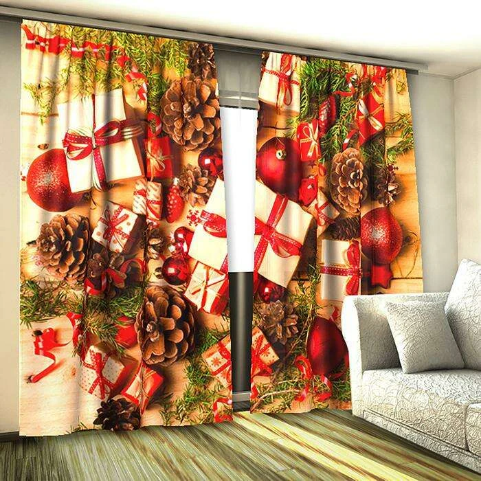 Фотошторы Шишки и подарки