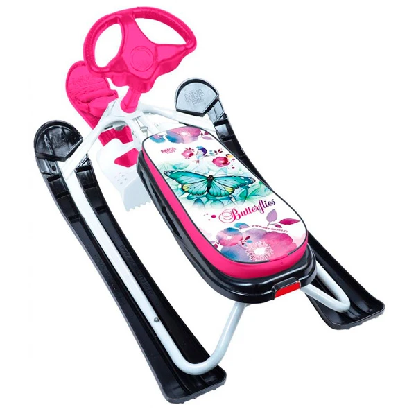 Снегокат Nika kids Ника-Кросс СНК/Б2 белый, принт бабочка - фото 3