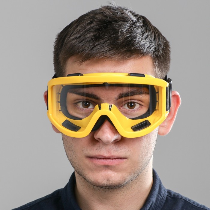 Очки-маска, стекло прозрачное, желтые 
