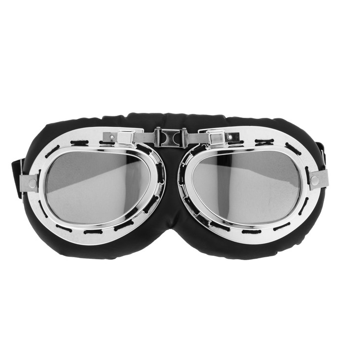 Очки для езды на мототехнике ретро Torso, стекло хром, черные 