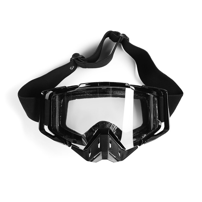 Очки- маска, со съемной защитой носа, стекло прозрачное, черные 