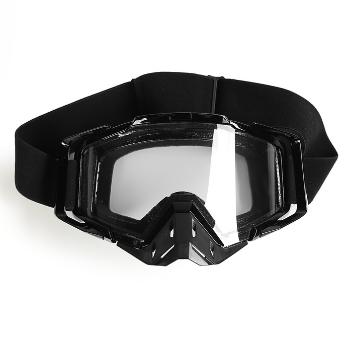 Очки- маска, со съемной защитой носа, стекло двухслойное прозрачное, черные 