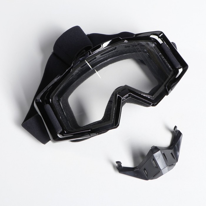 Очки- маска, со съемной защитой носа, стекло двухслойное прозрачное, черные 